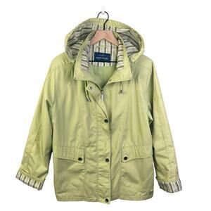Mackintosh Jacket Hooded Trench Light Green Zip-Up Removal Hood Pockets Spring